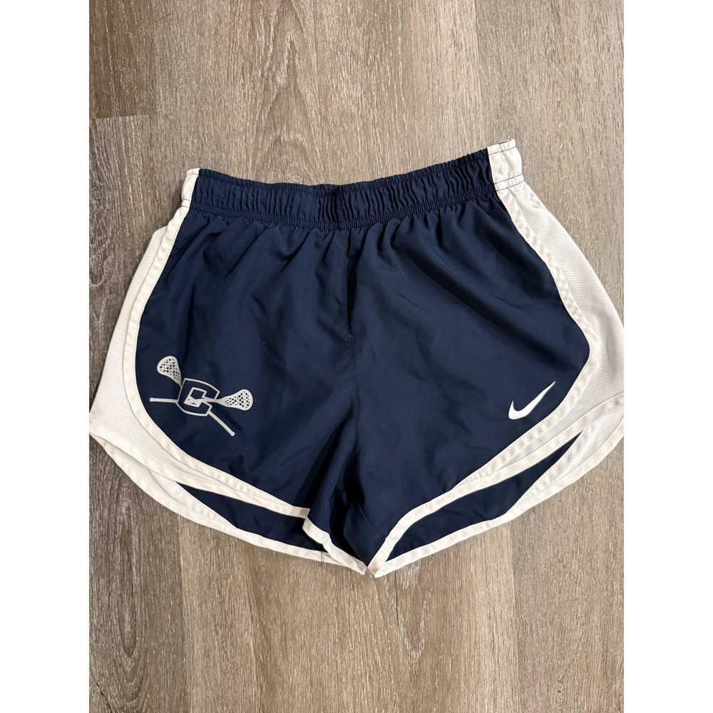 Nike Dri-FIT Tempo Running Shorts Navy Blue Lacrosse Graphic Womens Small